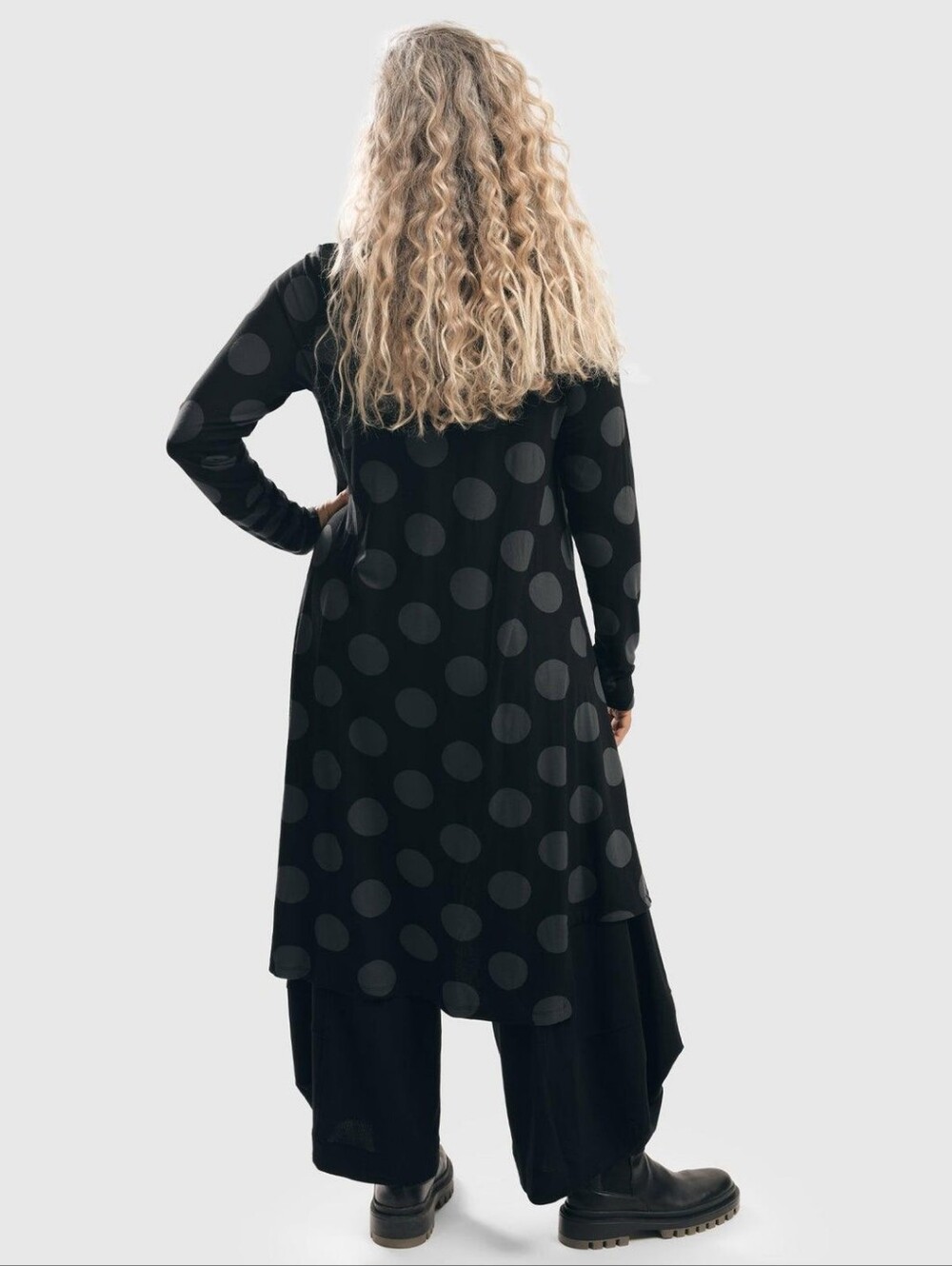 Alembika Dot Hi Lo Black Grey Tunic Top Size 3 10 / 12 - Picture 13 of 16